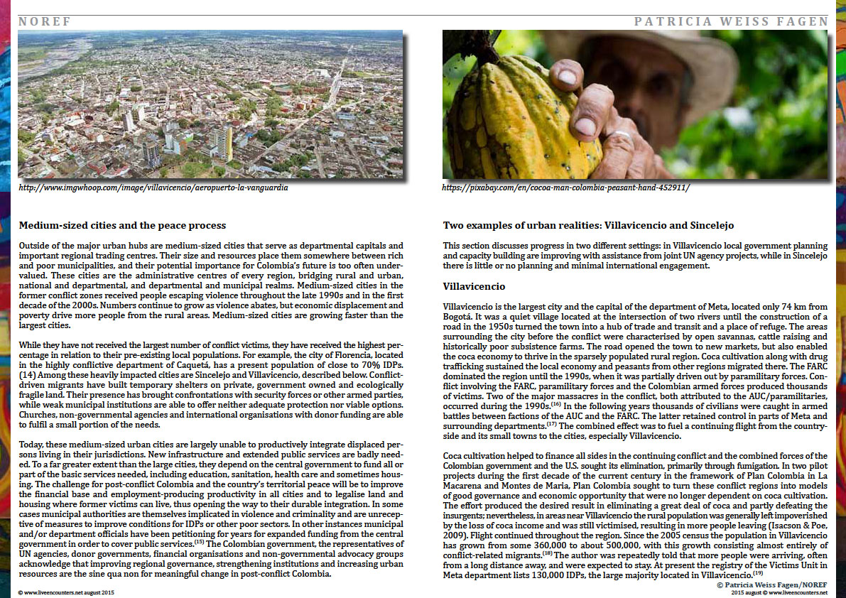 Page Five Colombia: urban futures in conflict zones by Patricia Weiss Fagen Live Encounters Magazine August 2015