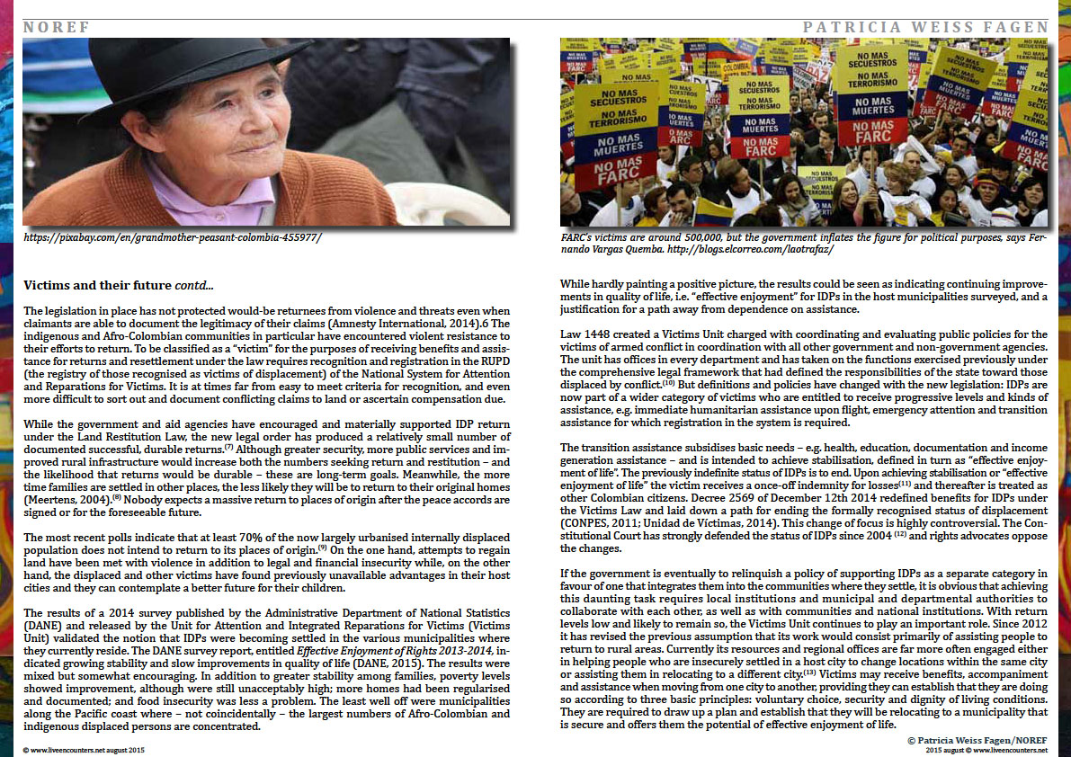 Page Four Colombia: urban futures in conflict zones by Patricia Weiss Fagen Live Encounters Magazine August 2015