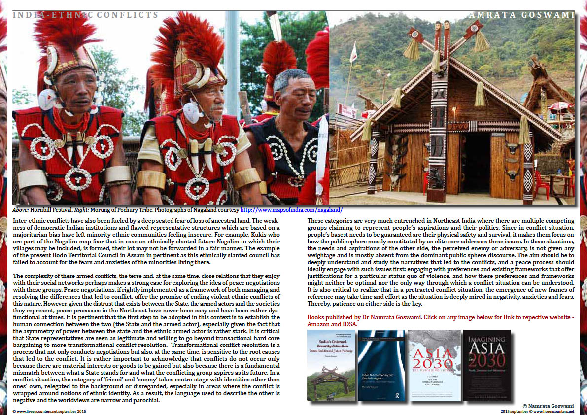 Page Four Ethnic Conflicts in Northeast India by  Dr Namrata Goswami, Live Encounters Magazine September 2015