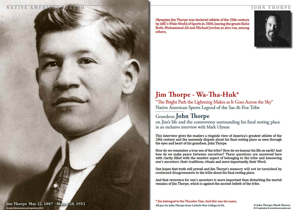 Page One John Thorpe Grandson of American Legend Jim Thorpe Speaks Out Live Encounters Magazine September 2015