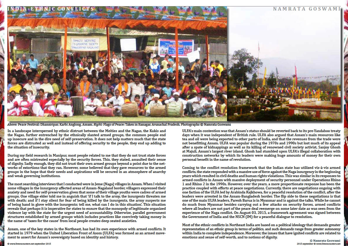 Page Three Ethnic Conflicts in Northeast India by  Dr Namrata Goswami, Live Encounters Magazine September 2015