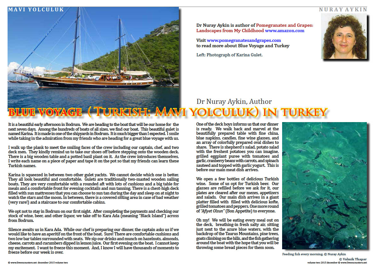 Live Encounters Dr Nuray Aykin Blue Voyage in Turkey Volume Two December 2015 page one