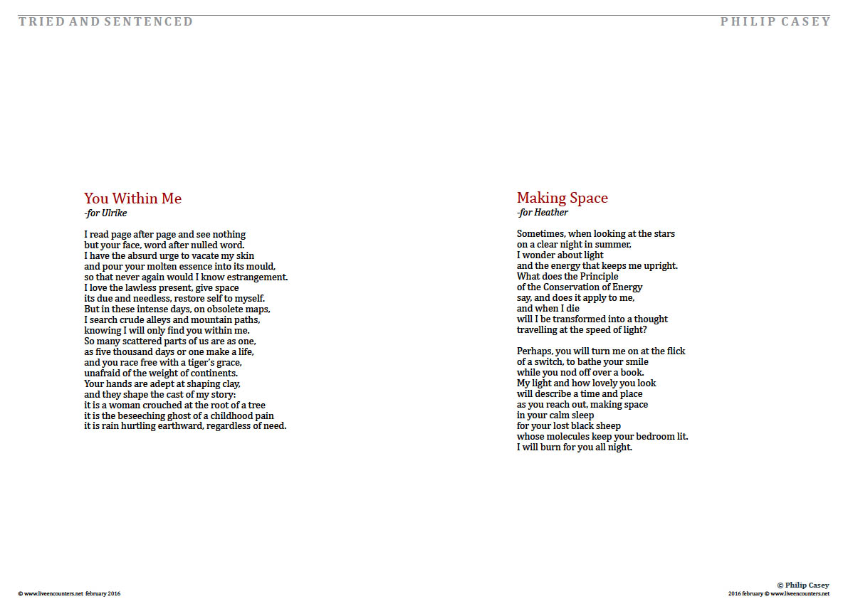 Page 3 Tried and Sentenced, Selected Poems by Philip Casey, celebrated Irish Poet, Writer and Member  of Aosdána
