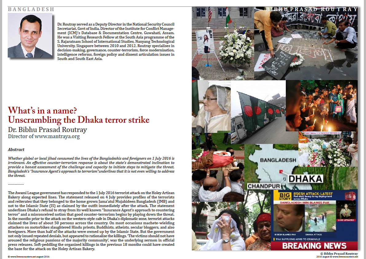 01 Dr Bibhu Prasad Routray Dhaka Terror Strike Live Encounters Magazine August 2016