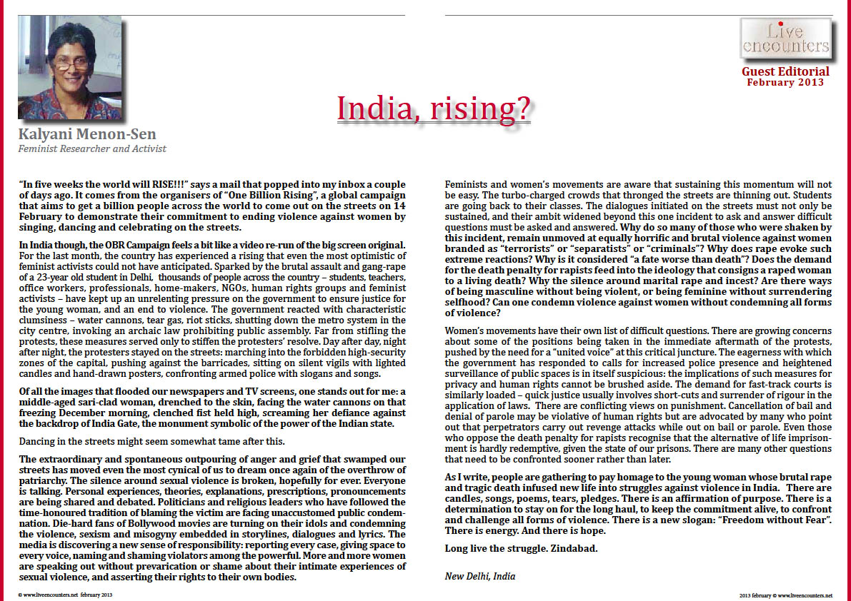 Kalyani Menon Sen LE Mag February 2013