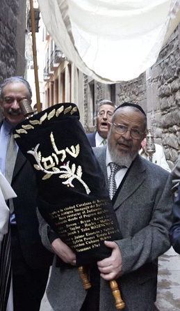 Members of the restored Synagogue of Barcelona