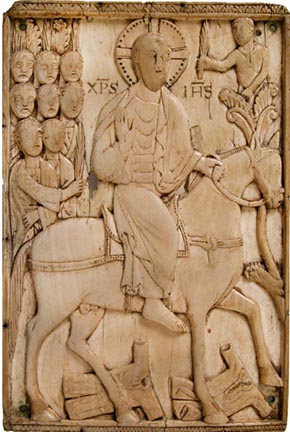 Ivory plaque depicting Jesus’ entry into Jerusalem 10th century CE.