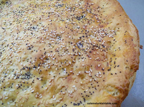 Turkish pide bread, pide ekmek, straight from the oven.
