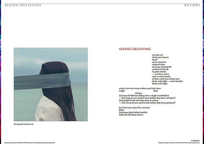 Jessica is a year 11 student from Melbourne, Australia. She enjoys riding horses and spending time in the outdoors. Her favourite author is Tim Winton. This poem was inspired by Jessica’s own struggles with Obsessive Compulsive Disorder, and the reactions and opinions of her peers and other people.