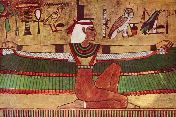 Isis wall painting in the tomb of Seti I. Image https://commons.wikimedia.org